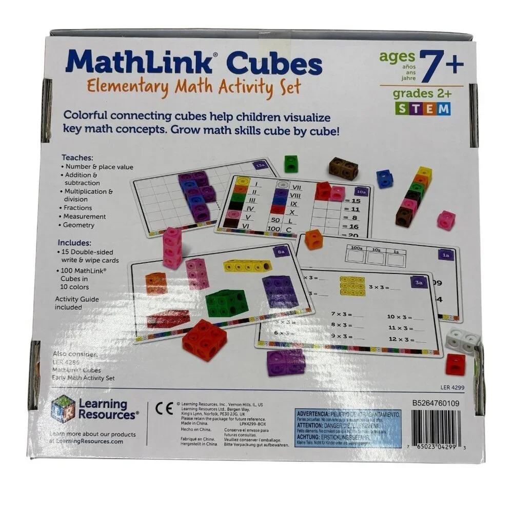 Mathlink Cubes Set For Kids 100 Colorful Math Manipulatives With Activity Guide